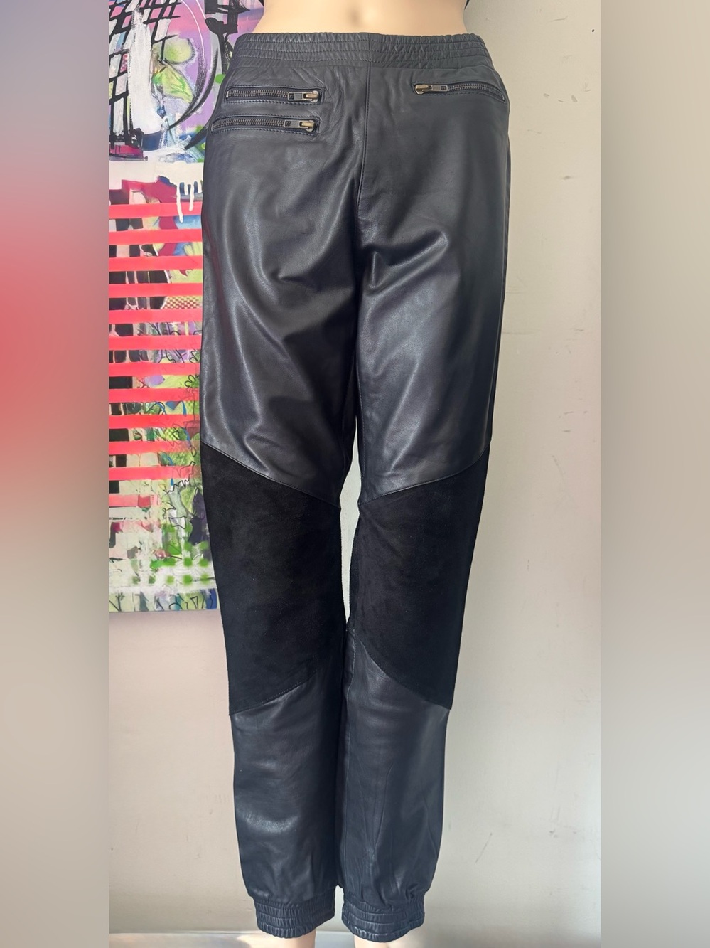 100% Genuine Leather 5 Pocket Pants with Suede Knees
